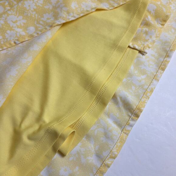 LC Lauren Conrad Modern Wrap Mini Dress Flutter Sleeve Medium Butter Yellow - Picture 9 of 11